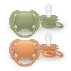 Philips Avent Ultra Soft Chupeta +18M Verde e Laranja | Para Pele Sensível Bebé