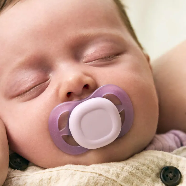 Philips Avent Ultra Start Chupeta Laranja e Lilás 0-2M | 2 Chupetas Silicone