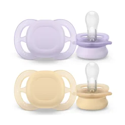 Philips Avent Ultra Start Chupeta Laranja e Lilás 0-2M | 2 Chupetas Silicone