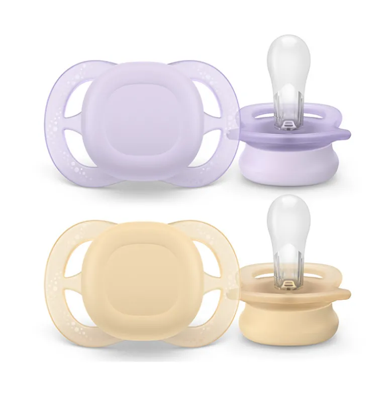 Philips Avent Ultra Start Chupeta Laranja e Lilás 0-2M | 2 Chupetas Silicone