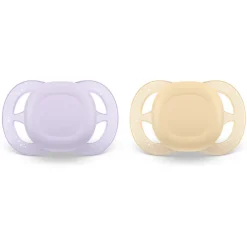 Philips Avent Ultra Start Chupeta Laranja e Lilás 0-2M | 2 Chupetas Silicone