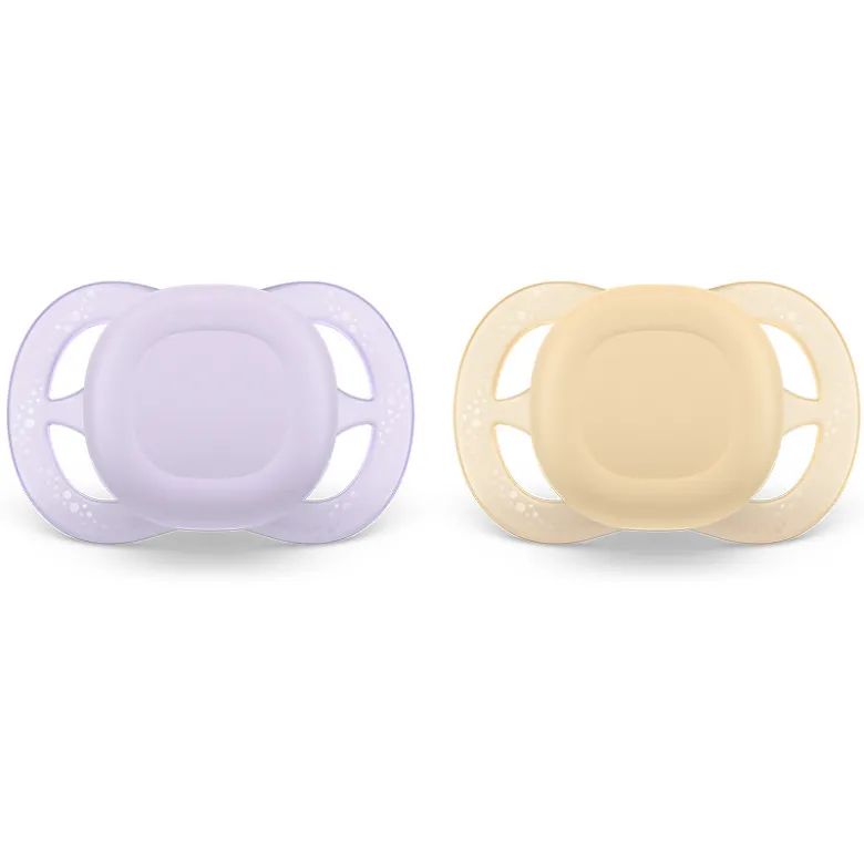 Philips Avent Ultra Start Chupeta Laranja e Lilás 0-2M | 2 Chupetas Silicone