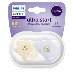 Philips Avent Ultra Start Chupeta Lilas/Bege Bonecos 0-2m x2