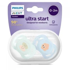 Philips Avent Ultra Start Chupeta Menta/Azul Bonecos 0-2m x2
