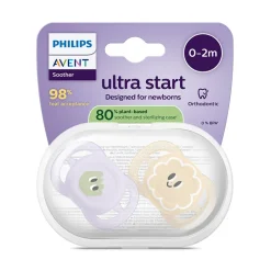 Philips Avent Ultra Start Chupeta Monstro e Flor 0-2M | 2 Chupetas Silicone