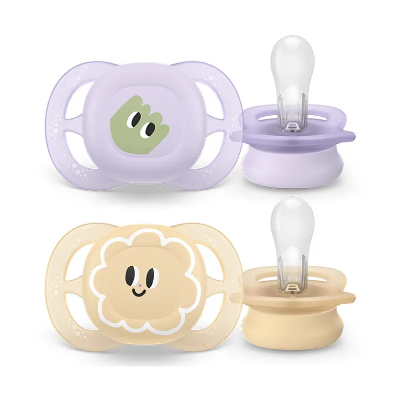 Philips Avent Ultra Start Chupeta Monstro e Flor 0-2M | 2 Chupetas Silicone