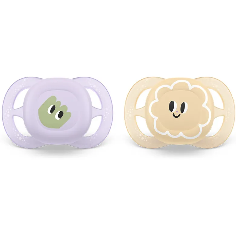 Philips Avent Ultra Start Chupeta Monstro e Flor 0-2M | 2 Chupetas Silicone