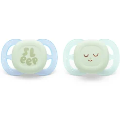 Philips Avent Ultra Start Chupeta Noturna Azul e Verde 0-2M | 2 Chupetas Brilham no Escuro