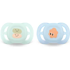 Philips Avent Ultra Start Chupeta Rostinhos e Nuvem 0-2M | 2 Chupetas Silicone