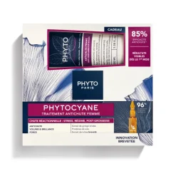 Phyto Pack Phytocyane Mulher Reacional 12 Ampolas + Champô 100ml | Queda Súbita Pós-Parto, Stress