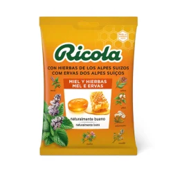 Ricola Rebuçados Mel e Ervas sem Açúcar Saco 70g | 13 Ervas Suíças | Alívio Garganta e Vias Respiratórias | Hálito Fresco