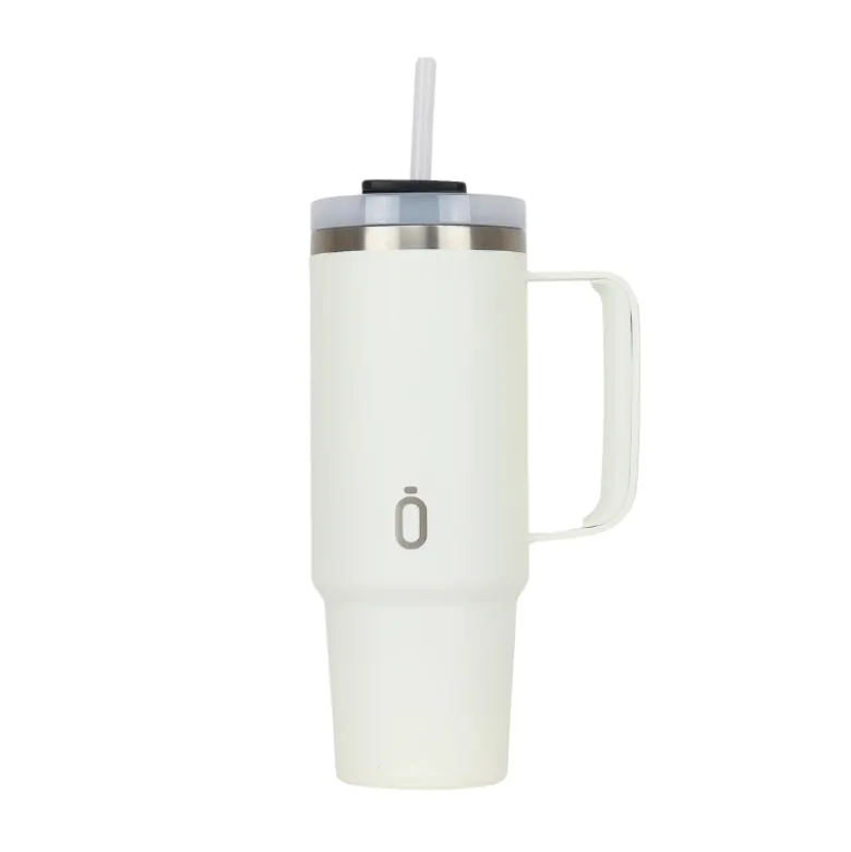 Runbott Copo Termo Latt Cream 800ml | Mantém Frio 28h & Quente 12h | Tampa com Palhinha | Tecnologia Evertaste