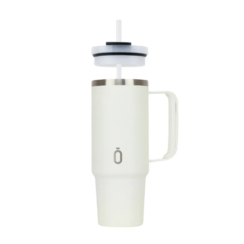 Runbott Copo Termo Latt Cream 800ml | Mantém Frio 28h & Quente 12h | Tampa com Palhinha | Tecnologia Evertaste