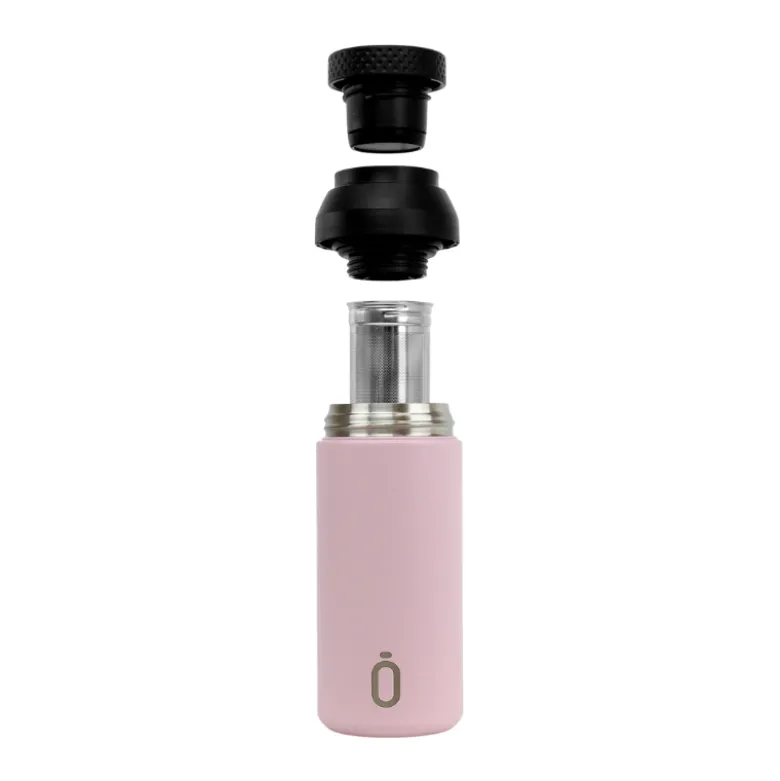 Runbott Copo Térmico Mii Powder Pink 350ml | Com Infusor | Mantém Quente 12h & Frio 24h