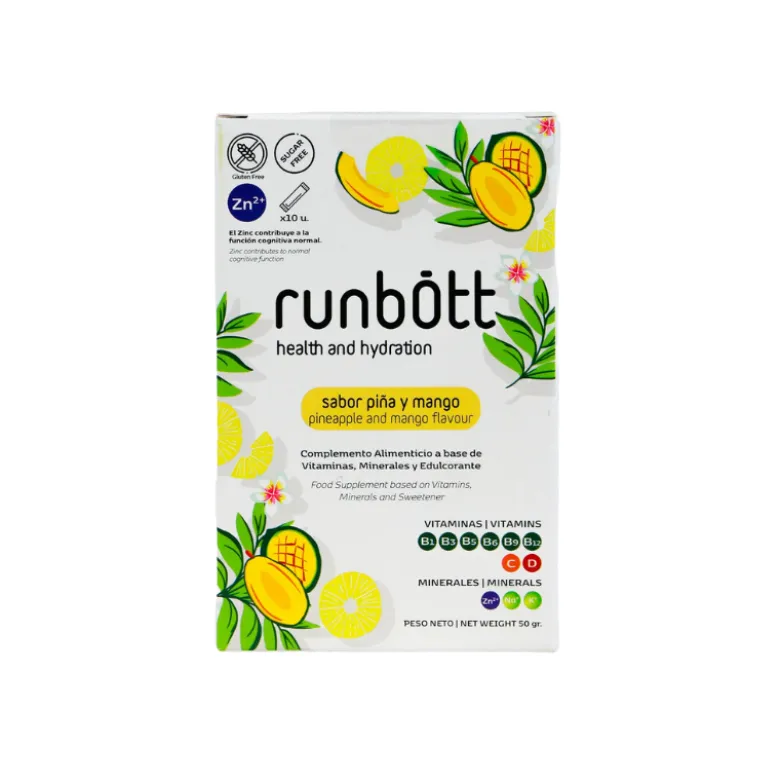 Runbott Health & Hydration Ananás e Manga 10 Saquetas | Multivitamínico