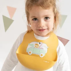 Saro Babete Impermeável Little Explorers Mostarda | Babete Aprendizagem Alimentação BLW, Anti Manchas, Fácil Limpeza