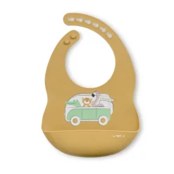 Saro Babete Impermeável Little Explorers Mostarda | Babete Aprendizagem Alimentação BLW, Anti Manchas, Fácil Limpeza