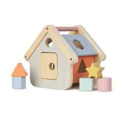 Saro Casa com Peças Encaixáveis Madeira +12M | Brinquedo Educativo Montessori, Coordenação Motora, Cores e Formas