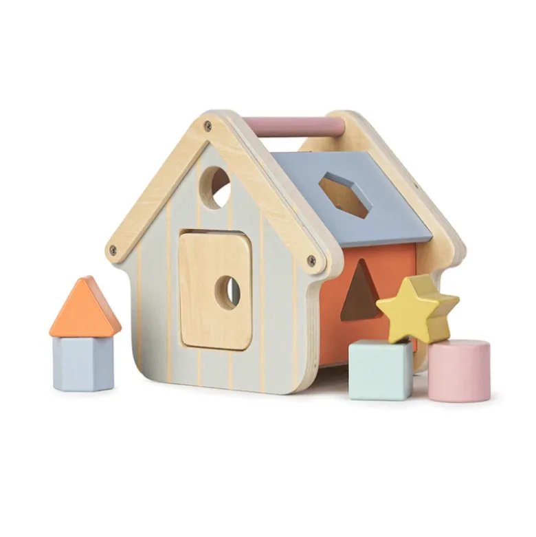 Saro Casa com Peças Encaixáveis Madeira +12M | Brinquedo Educativo Montessori, Coordenação Motora, Cores e Formas