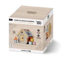 Saro Casa com Peças Encaixáveis Madeira +12M | Brinquedo Educativo Montessori, Coordenação Motora, Cores e Formas