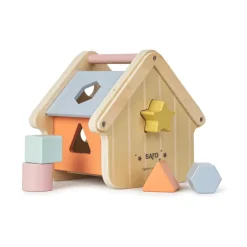 Saro Casa com Peças Encaixáveis Madeira +12M | Brinquedo Educativo Montessori, Coordenação Motora, Cores e Formas
