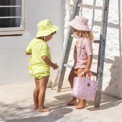 Saro Chapéu de Proteção Solar Tropicool Pink 6-18 Meses | Reversível com Cordões