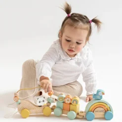Saro Comboio Madeira Multiatividades Wild Party +12M | Brinquedo Educativo FSC Criança