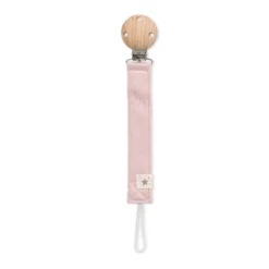 Saro Corrente Chupeta em Algodão com Clip Dusty Pink | Prendedor de Chupeta Bebé Seguro
