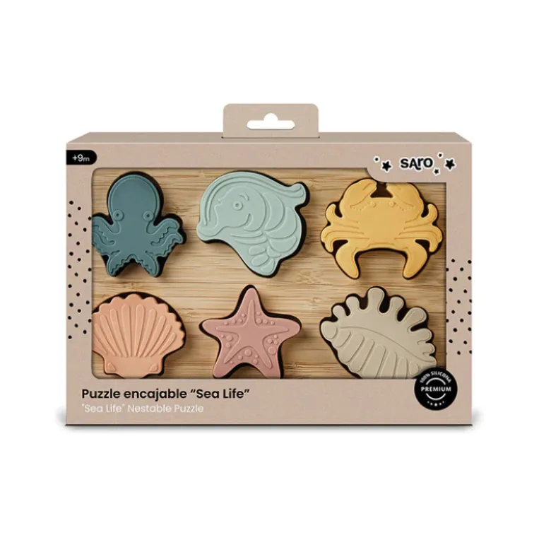 Saro Puzzle Madeira Sea Life +9M | Vida Marinha Encaixável Educativo FSC