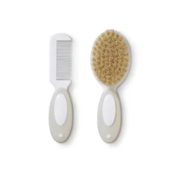 Saro Set Pente Escova Cerdas Branco e Cinza