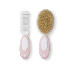 Saro Set Pente Escova Cerdas Branco e Rosa