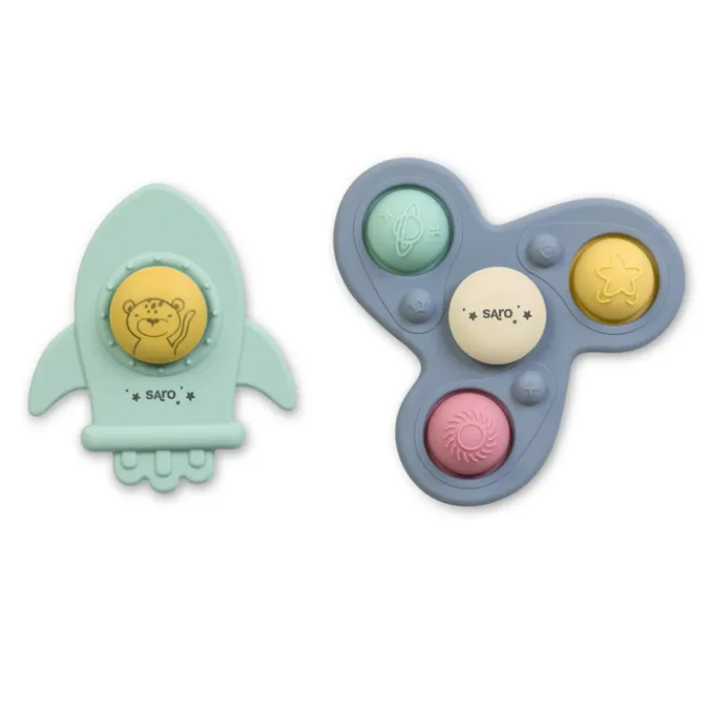 Saro Spinners Galaxy Sensoriais Bebé com Ventosa | Brinquedo Giratório, Coordenação e Estimulação Sensorial, Banho e Viagem