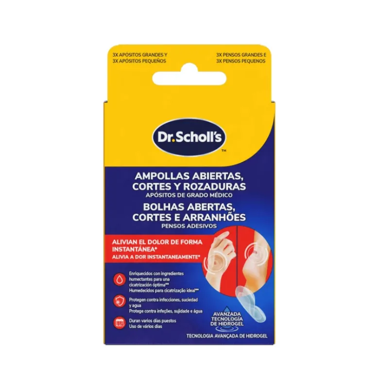 Scholl Pensos para Bolhas, Cortes e Arranhões 6 Unid. | Hidrogel Refrescante e Proteção