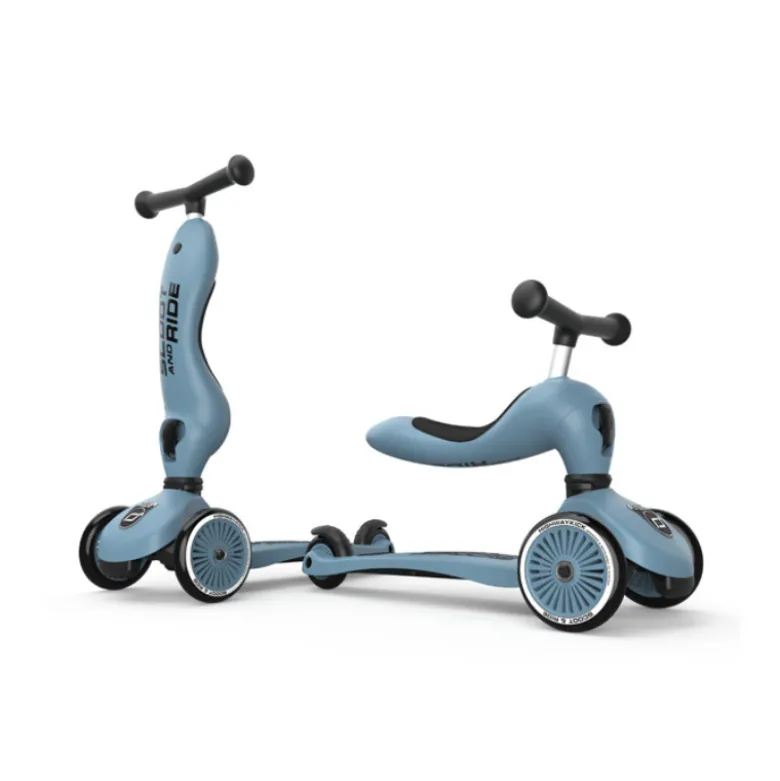 Scoot&Ride Highwaykick 1 Trotinete Azul 2 em 1 com Assento | Dos 1 aos 5 Anos