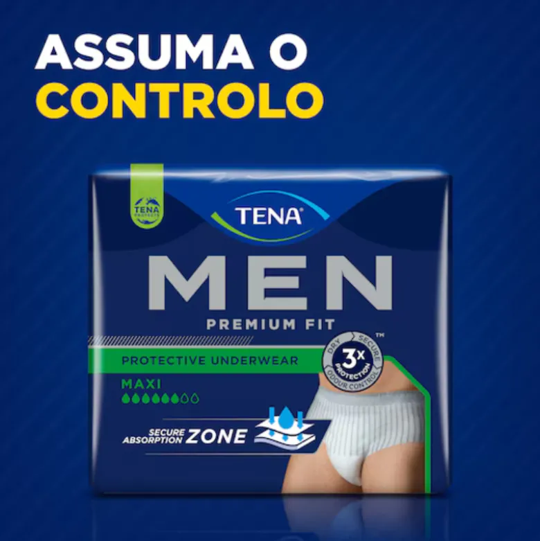 TENA Men Premium Fit Maxi S/M Cuecas Incontinência Masculina 12 Unid.
