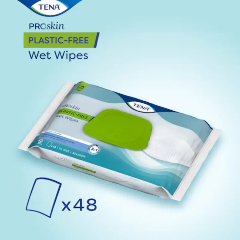 TENA Pro-Skin Toalhetes Sem Plástico Cuidado Higiene Suave 48 Unidades