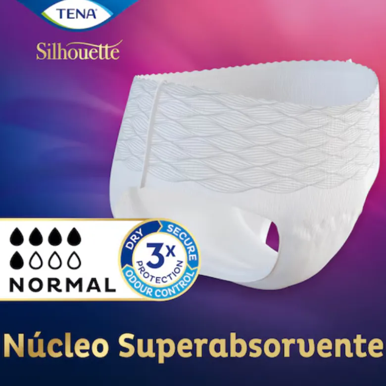 TENA Silhouette Blanc Cueca Cintura Baixa Mulher Normal Tam. M 12 Unid.