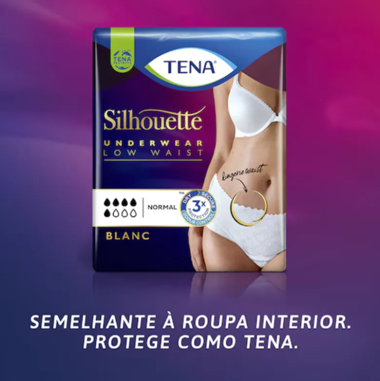 TENA Silhouette Blanc Cueca Cintura Baixa Mulher Normal Tam. M 12 Unid.