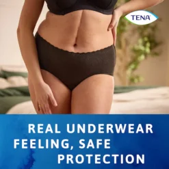 TENA Silhouette Noir Plus L Cueca Preta Feminina Cintura Alta para Incontinência 8 Unidades