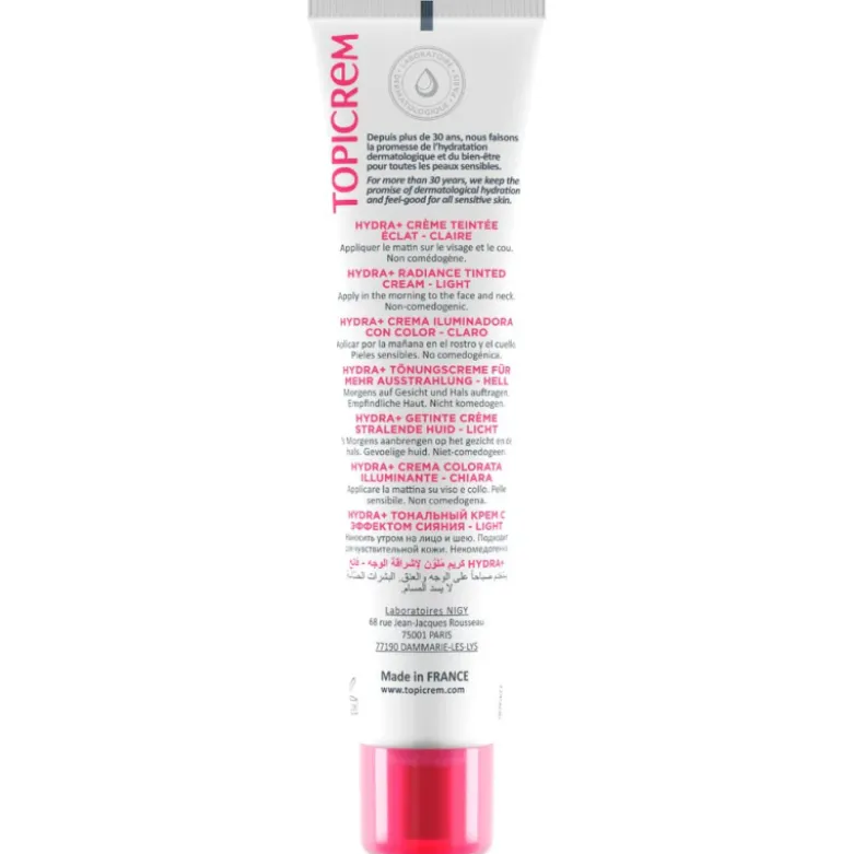 Topicrem Hydra+ Creme com Cor SPF50 Tom Claro 40ml | Pele desidratada sensível