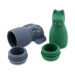 Trixie Brinquedos Banho Silicone Mrs. Elephant & Mr. Crocodile 6m+ | Abrem para Limpeza