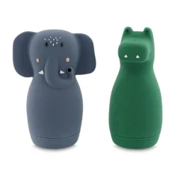 Trixie Brinquedos Banho Silicone Mrs. Elephant & Mr. Crocodile 6m+ | Abrem para Limpeza