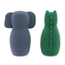 Trixie Brinquedos Banho Silicone Mrs. Elephant & Mr. Crocodile 6m+ | Abrem para Limpeza