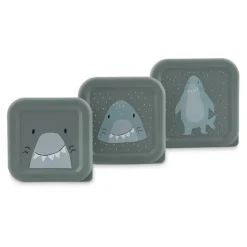 TRIXIE 3 Caixas de Lanche Infantis com Clip Mr. Shark Empilháveis