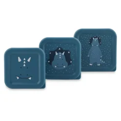 TRIXIE 3 Caixas de Lanche Infantis com Clip Mr. Triceratops Coloridas e Seguras