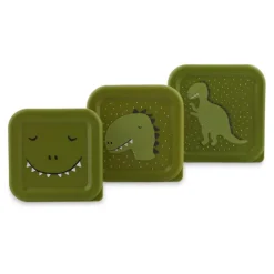 TRIXIE 3 Caixas de Lanche Infantis Empilháveis com Clip Mr. Dino