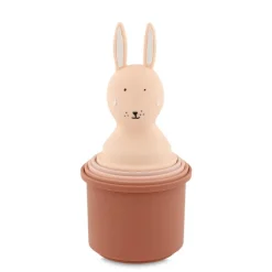 Trixie Copos Empilháveis Silicone Mrs. Rabbit +10Meses | 5 Peças | Brinquedo de Banho Educativo