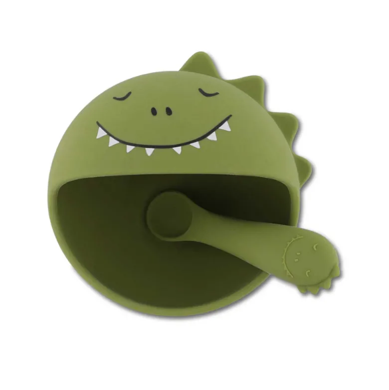 Trixie Primeiro Conjunto Refeição Bebé Mr. Dino 4m+ | Tigela com Ventosa e Colher