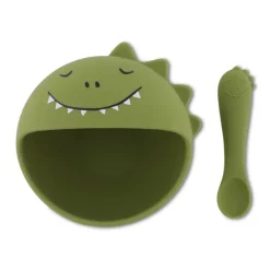 Trixie Primeiro Conjunto Refeição Bebé Mr. Dino 4m+ | Tigela com Ventosa e Colher