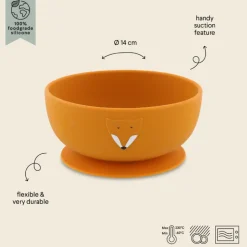 Trixie Tigela de Silicone com Ventosa Mr. Fox | Para Bebés 4m+